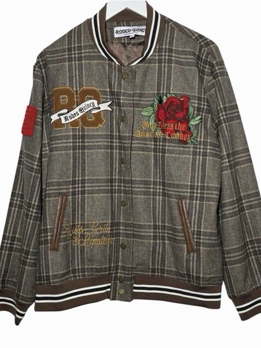 Rodeo Quincy Guts, Grit, & Lipstick Plaid Embroidered Women's Jacket XL